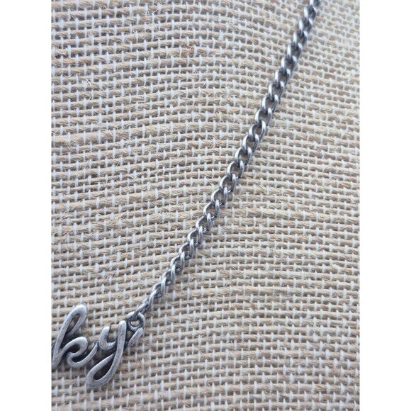 5X Brand Silver Tone Curb Chain LUCKY Pendant Necklace 16" to 18" Orange Crystal - Picture 4 of 7